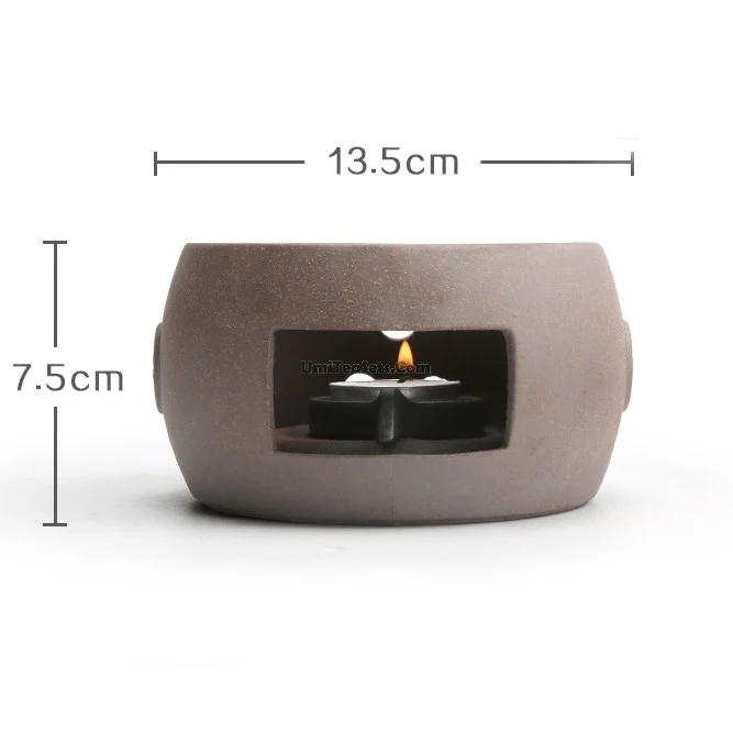Coarse Pottery Teapot With Alcohol Warmer - Image 5