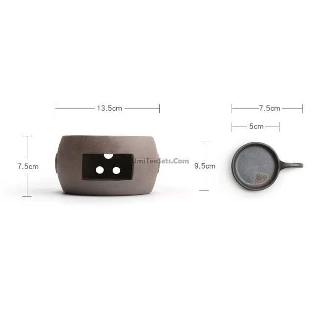Coarse Pottery Teapot With Alcohol Warmer - Image 7