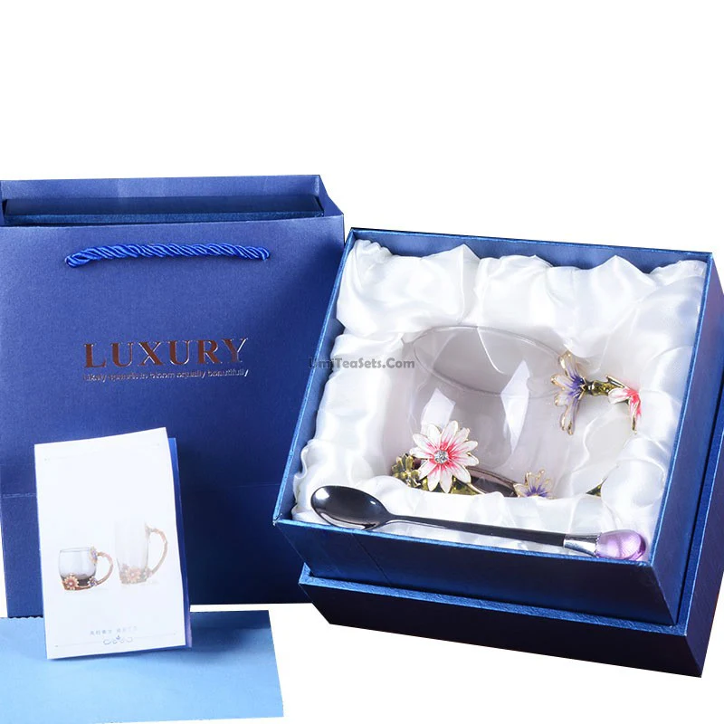 Colour Enamel Flowers Glass Tea Cup - Image 11