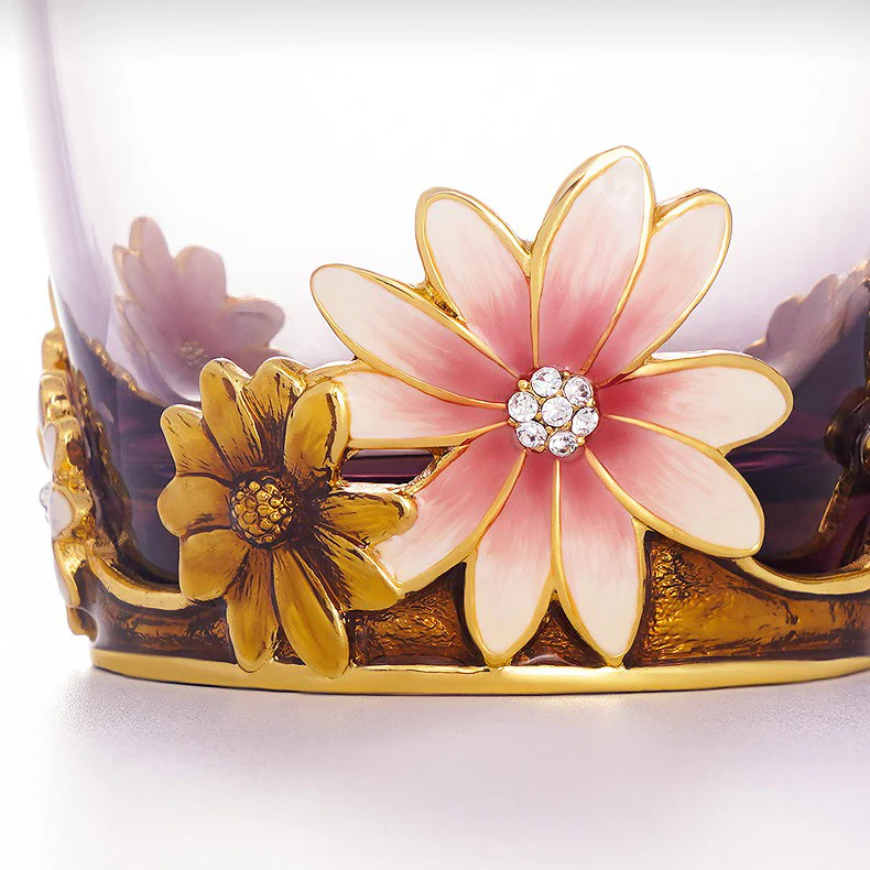 Colour Enamel Flowers Glass Tea Cup - Image 6
