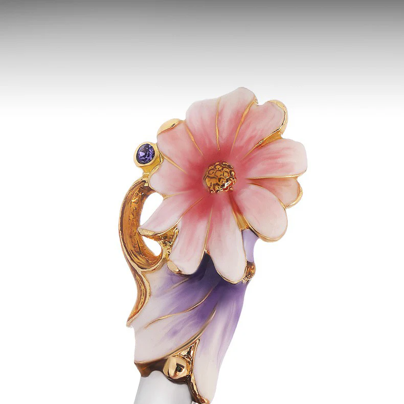 Colour Enamel Flowers Glass Tea Cup - Image 7