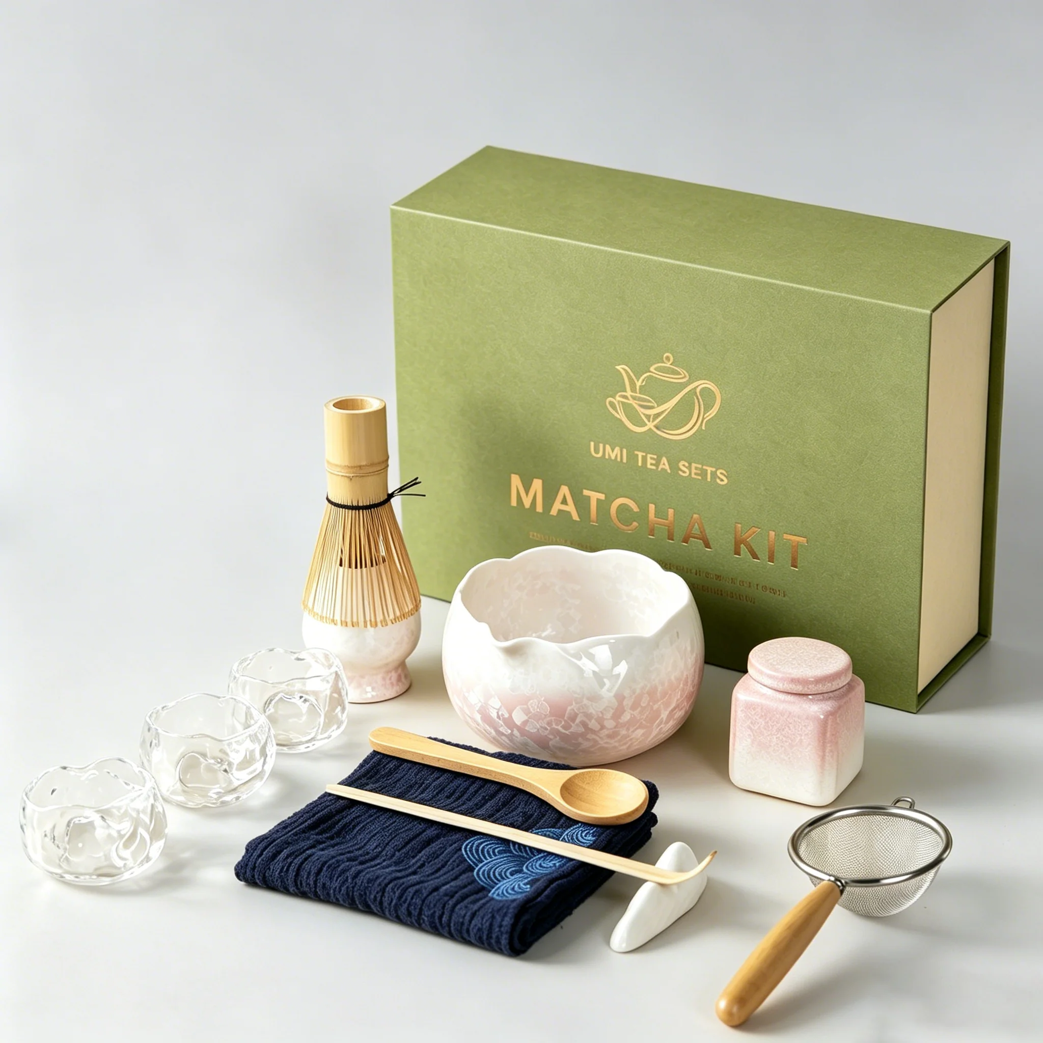 Crystalline Glaze Pink Flower Matcha Tea Set - Image 2