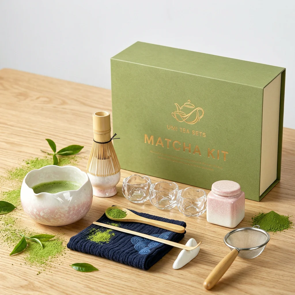 Crystalline Glaze Pink Flower Matcha Tea Set - Image 3