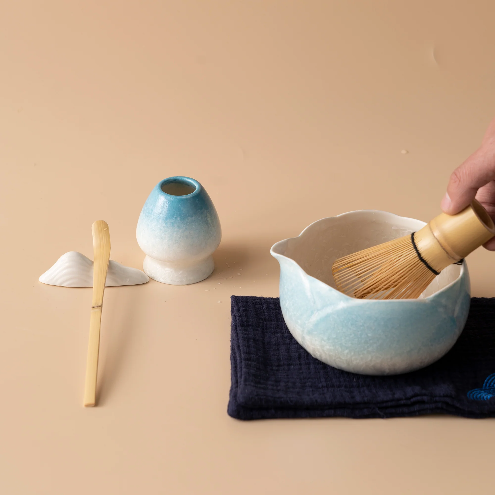 Crystalline Glaze Pink Flower Matcha Tea Set - Image 7