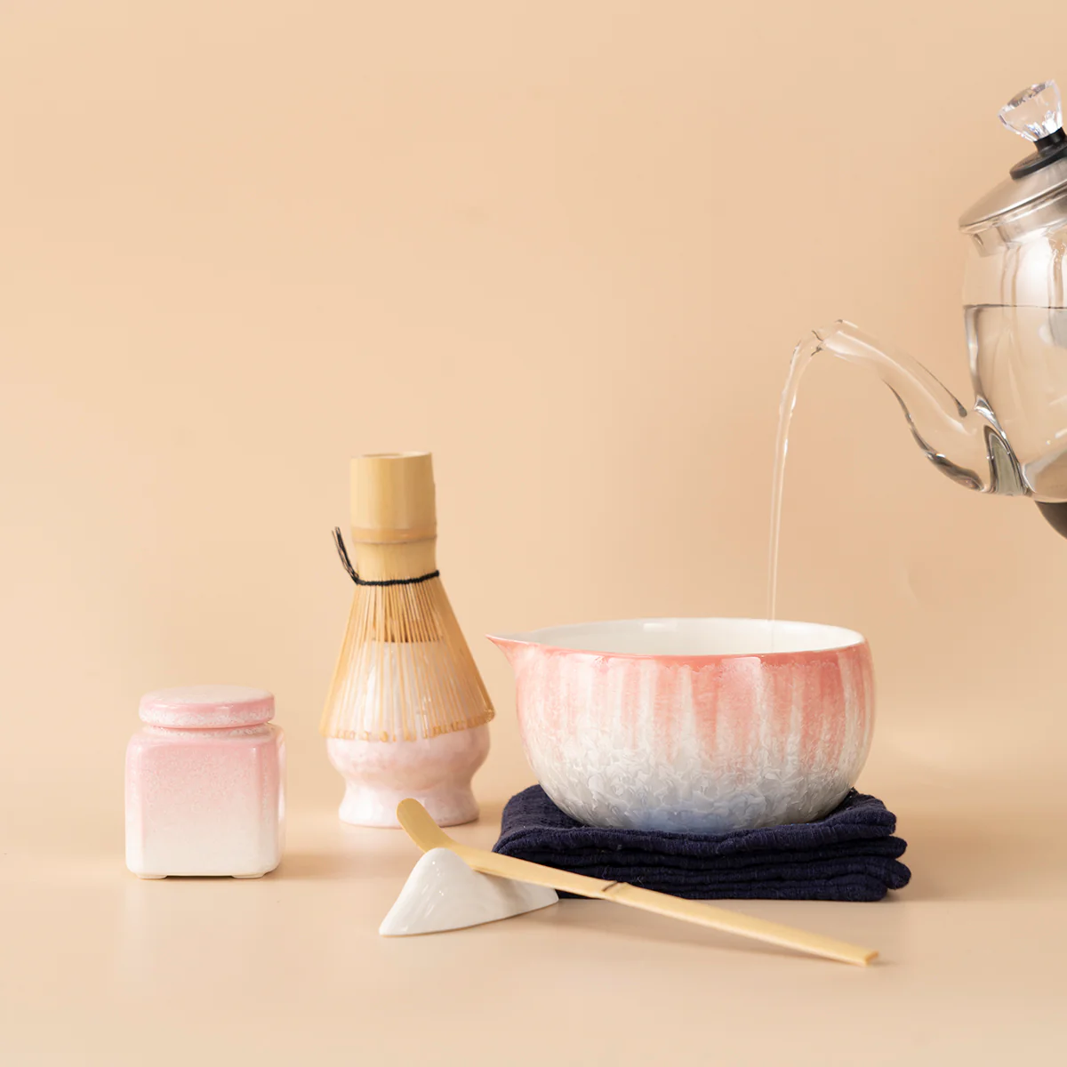Crystalline Glaze Pink Gradient Matcha Tea Set - Image 4