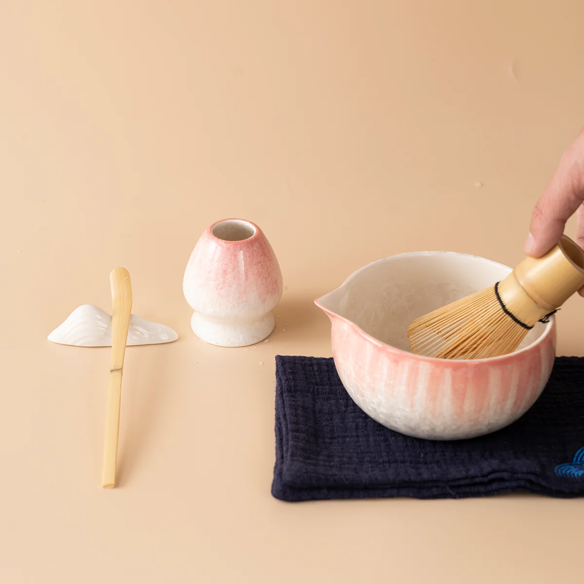 Crystalline Glaze Pink Gradient Matcha Tea Set - Image 5