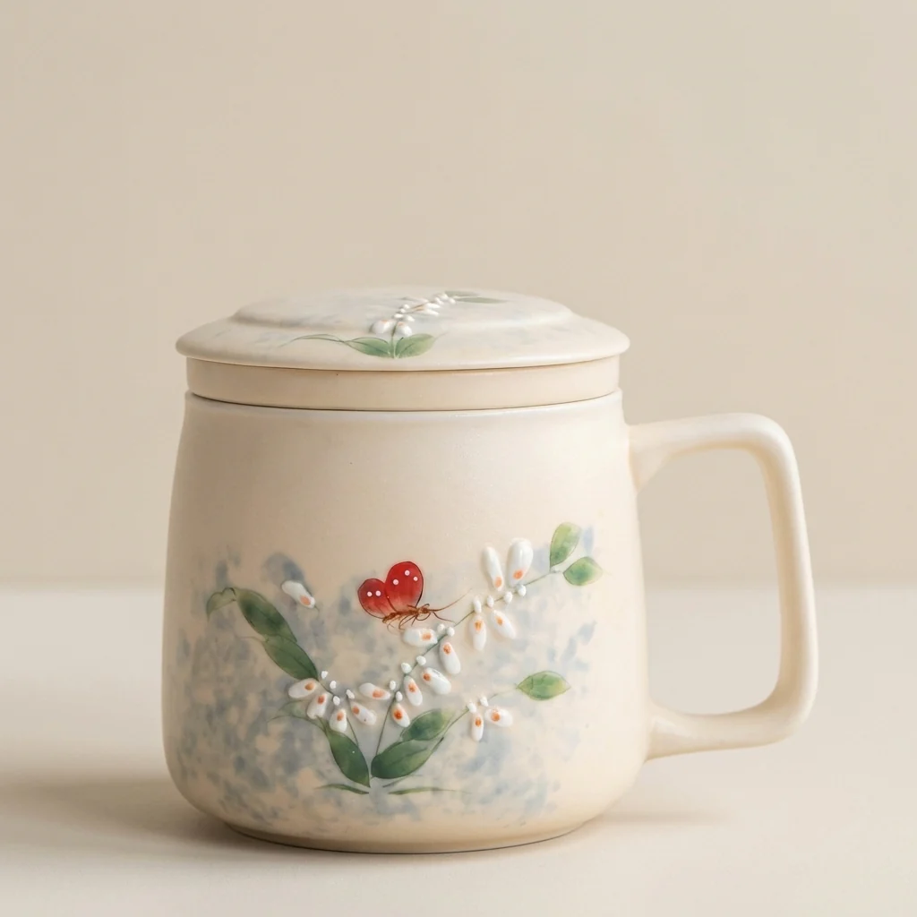Dancing Butterfly Ceramic Tea Cup With Infuser - Image 2