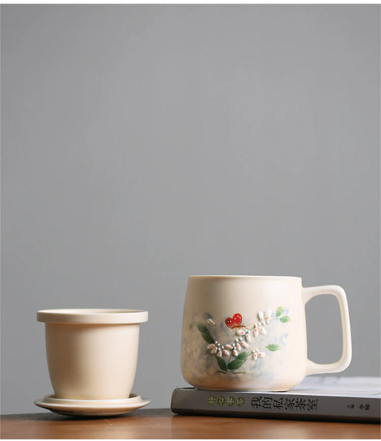 Dancing Butterfly Ceramic Tea Cup With Infuser - Image 3