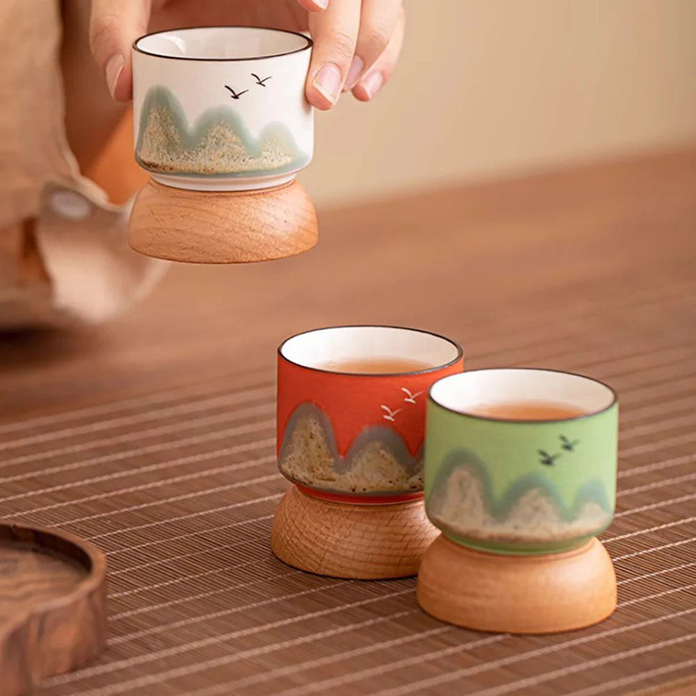 Distant Mountains Gongfu Tea Cup Set With Wooden Base - Image 4