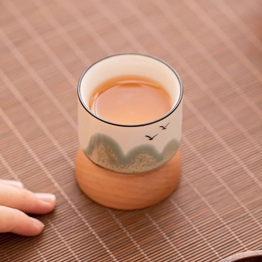 Distant Mountains Gongfu Tea Cup Set With Wooden Base - Image 5