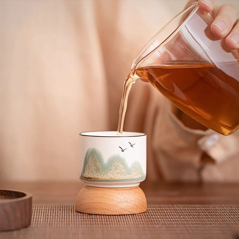 Distant Mountains Gongfu Tea Cup Set With Wooden Base - Image 6