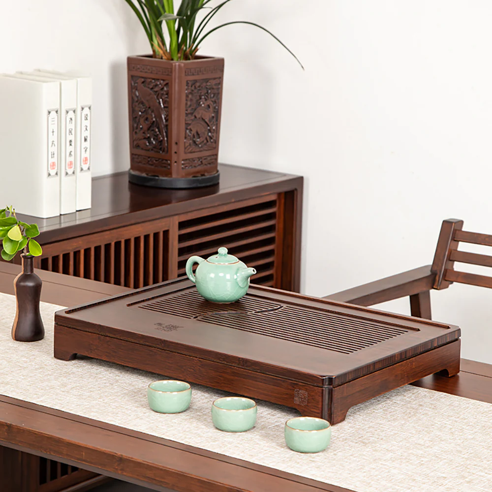 Double Fish Bamboo Tea Tray - Image 2