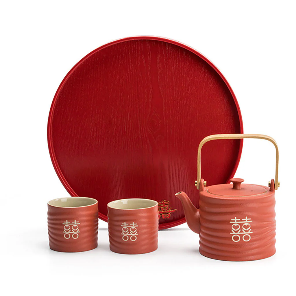 Double Happiness Lines Wedding Tea Set - Image 4