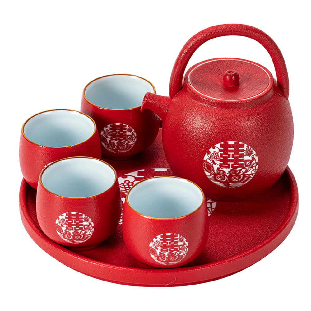 Double Happiness Red Wedding Tea Set - Image 4