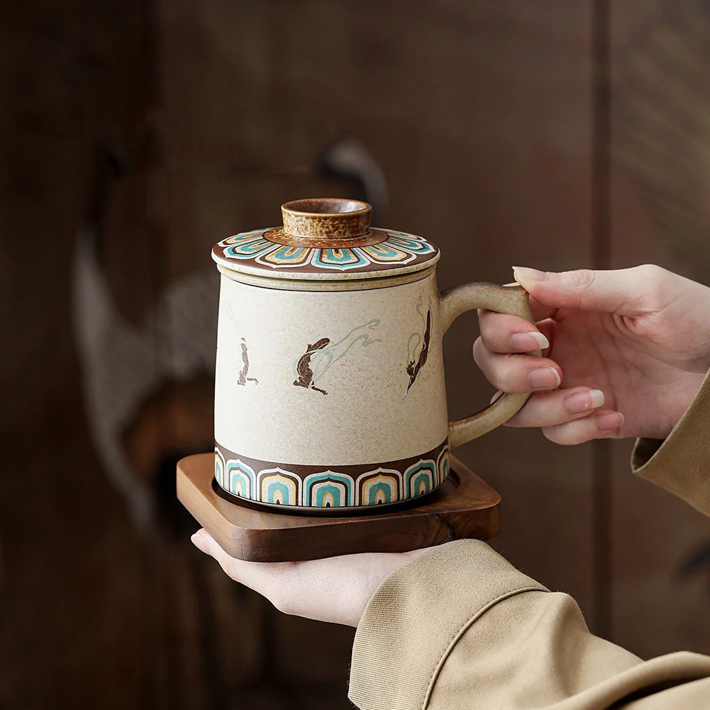 Dunhuang Flying Apsaras Ceramic Tea Cup With Infuser - Image 2