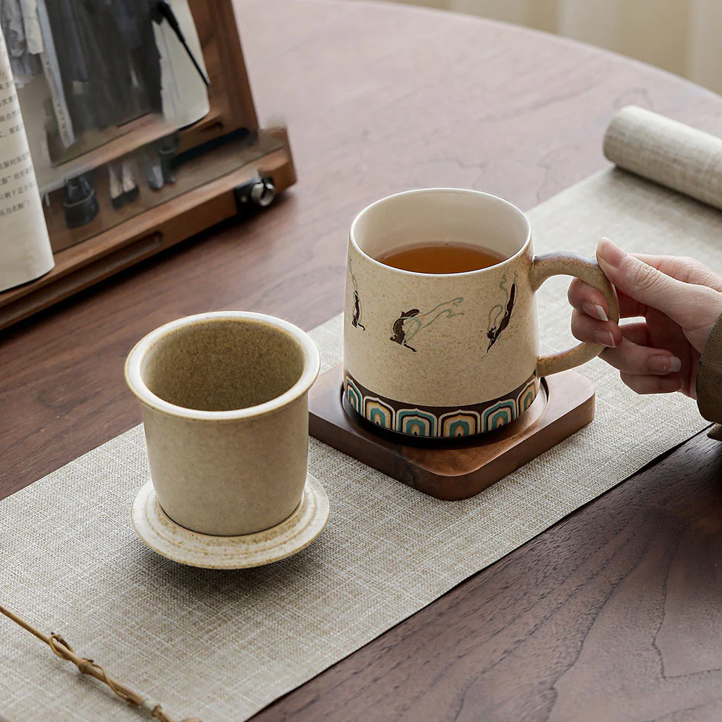 Dunhuang Flying Apsaras Ceramic Tea Cup With Infuser - Image 3