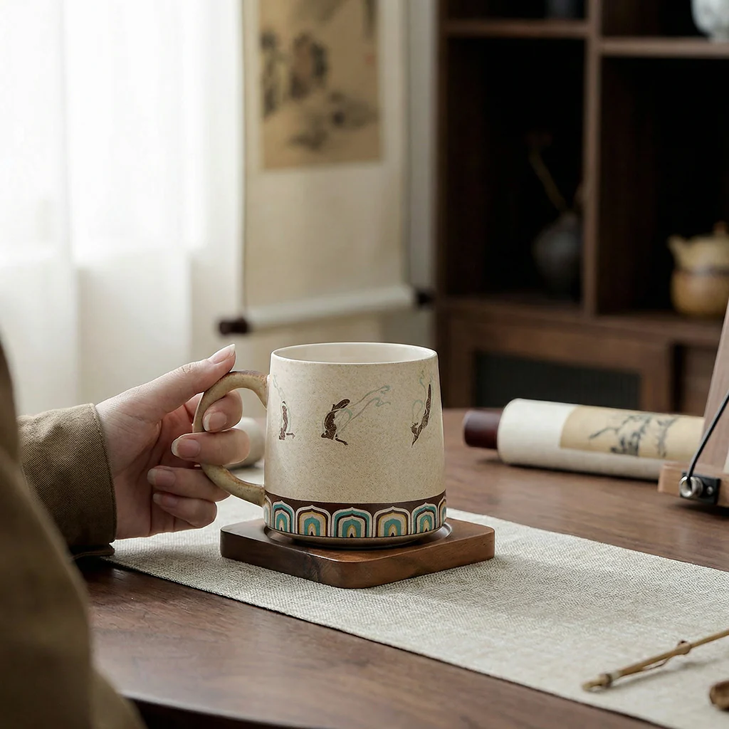 Dunhuang Flying Apsaras Ceramic Tea Cup With Infuser - Image 4