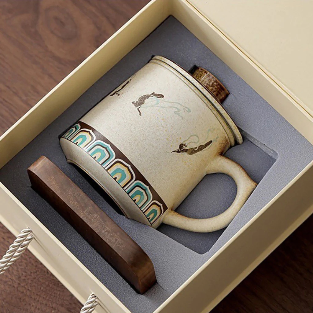 Dunhuang Flying Apsaras Ceramic Tea Cup With Infuser - Image 5