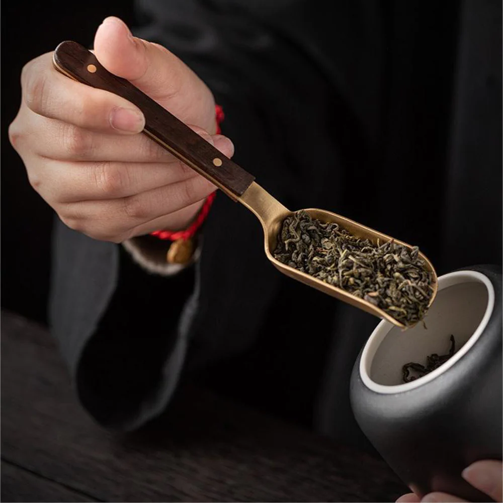 Ebony & Copper Tea Utensils Set With Coaster - Image 4