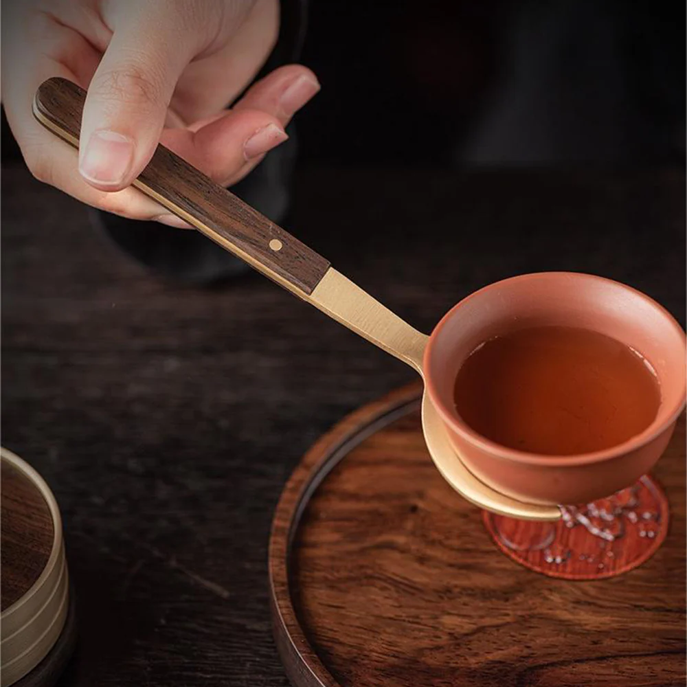 Ebony & Copper Tea Utensils Set With Coaster - Image 5