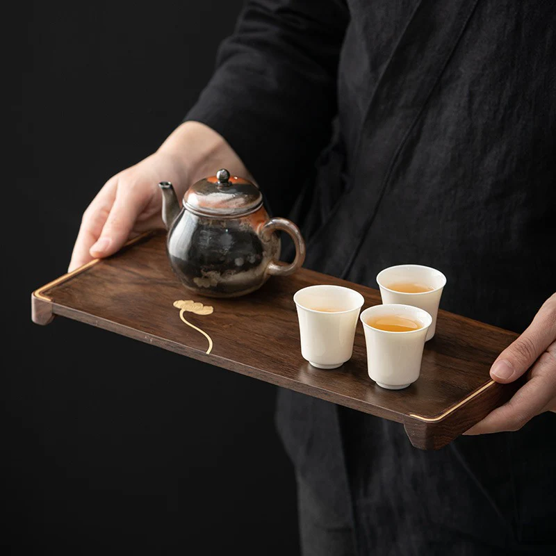 Ebony Small Tea Tray With Silver Lotus - Image 4