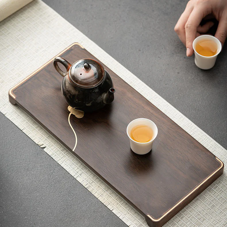 Ebony Small Tea Tray With Silver Lotus - Image 8
