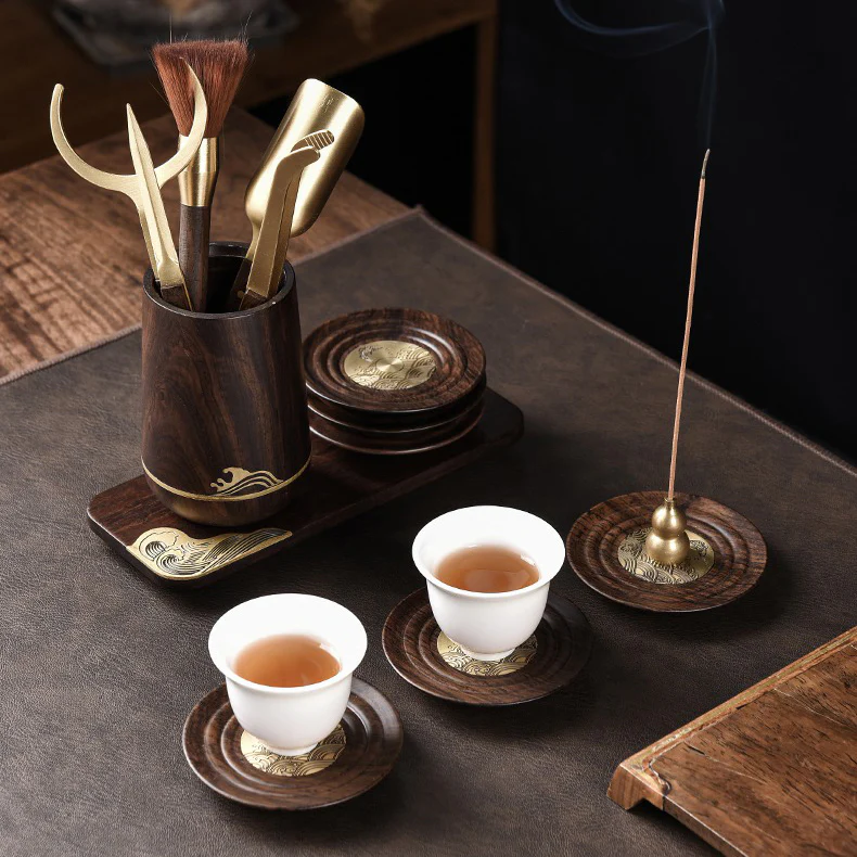 Ebony Tea Utensil Set With Cup And Incense Holder - Image 12