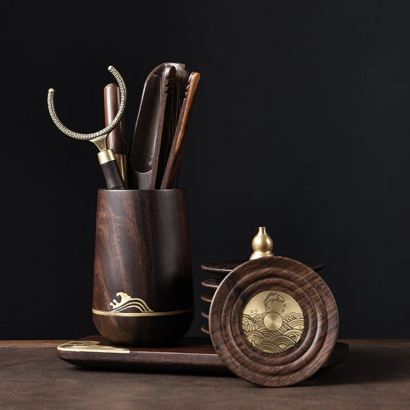 Ebony Tea Utensil Set With Cup And Incense Holder - Image 6