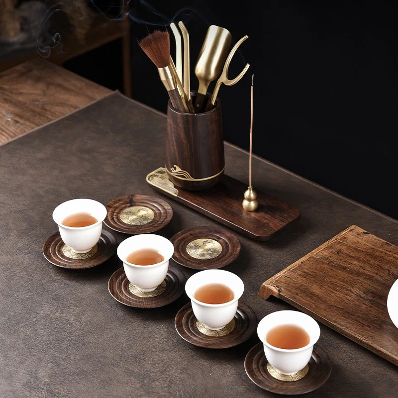 Ebony Tea Utensil Set With Cup And Incense Holder - Image 7