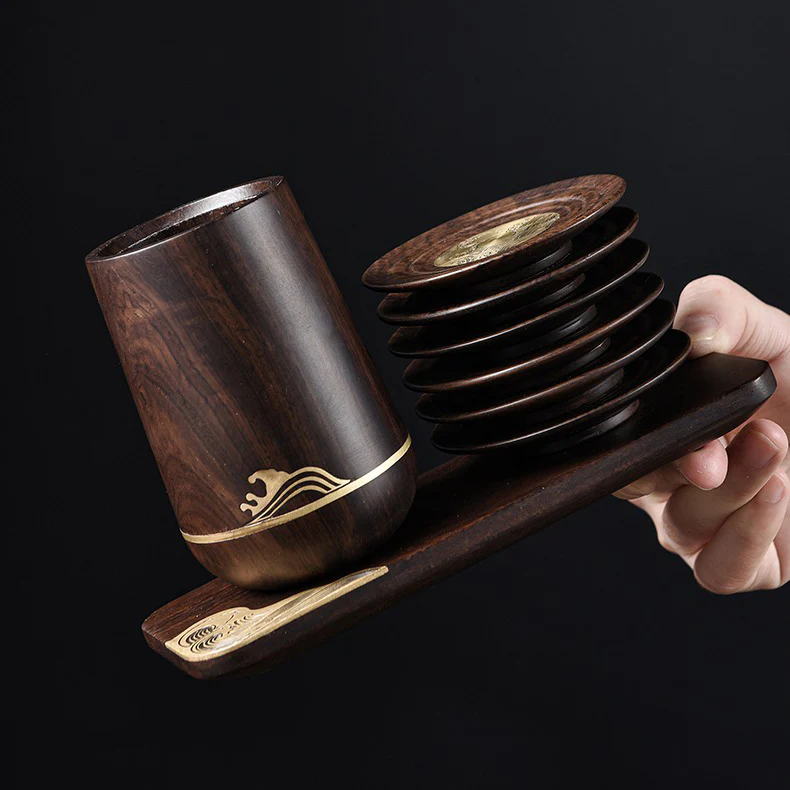 Ebony Tea Utensil Set With Cup And Incense Holder - Image 8