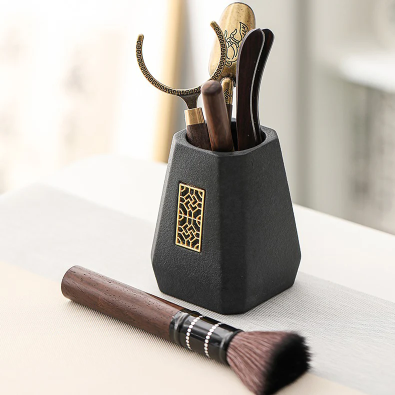 Ebony Tea Utensils Set With Black Ceramic Holder - Image 13
