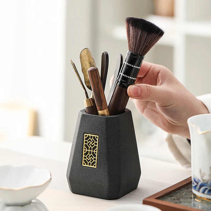 Ebony Tea Utensils Set With Black Ceramic Holder - Image 8