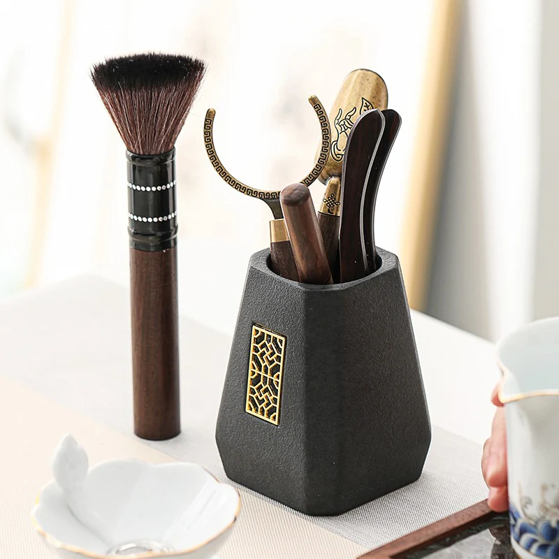 Ebony Tea Utensils Set With Black Ceramic Holder - Image 9