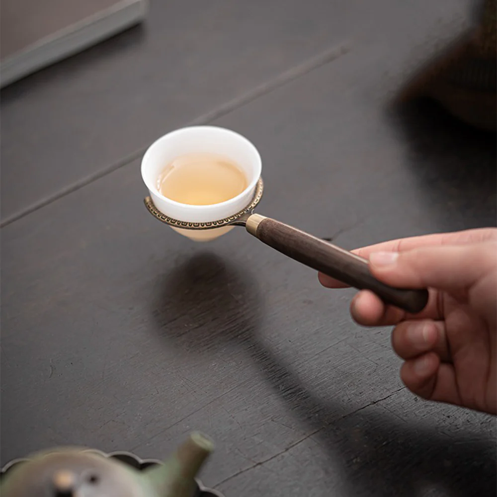 Ebony Tea Utensils Set With Bronze Glaze Ceramic Holder - Image 3