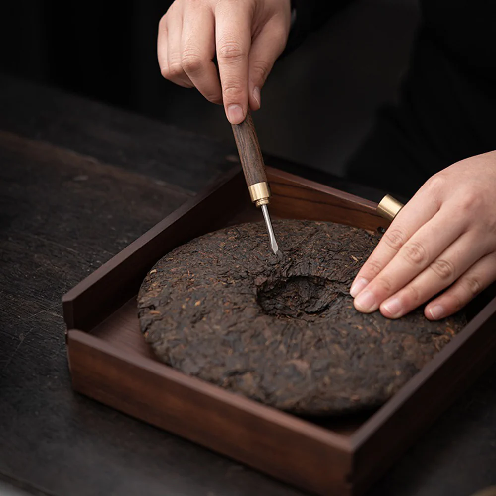 Ebony Tea Utensils Set With Bronze Glaze Ceramic Holder - Image 5