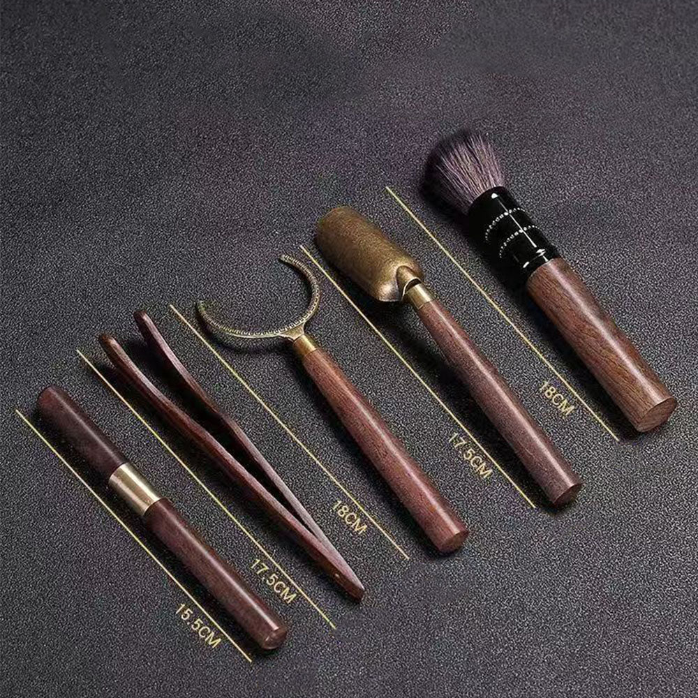 Ebony Tea Utensils Set With Ceramic Fu Holder - Image 3