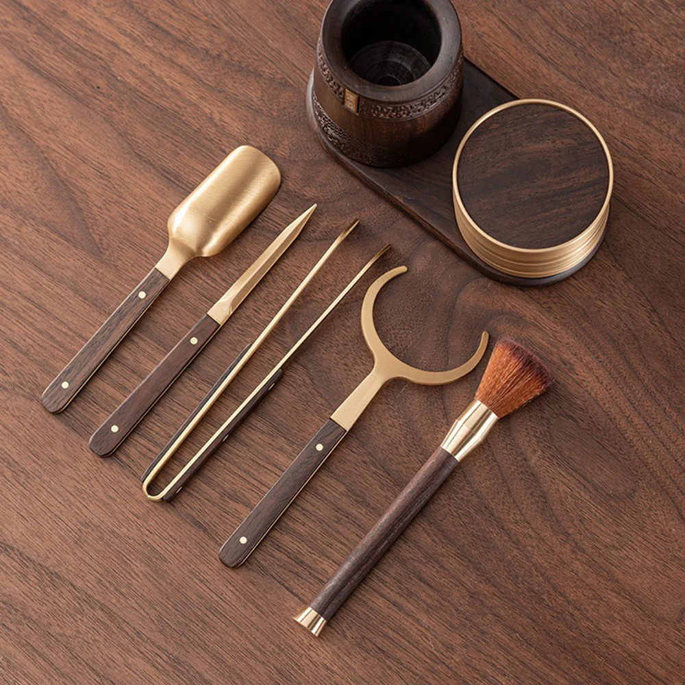 Ebony Tea Utensils Set With Coaster - Image 3