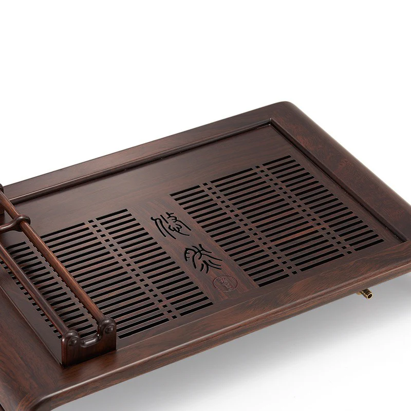 Ebony Wood Tea Tray With Cup Holder - Image 2