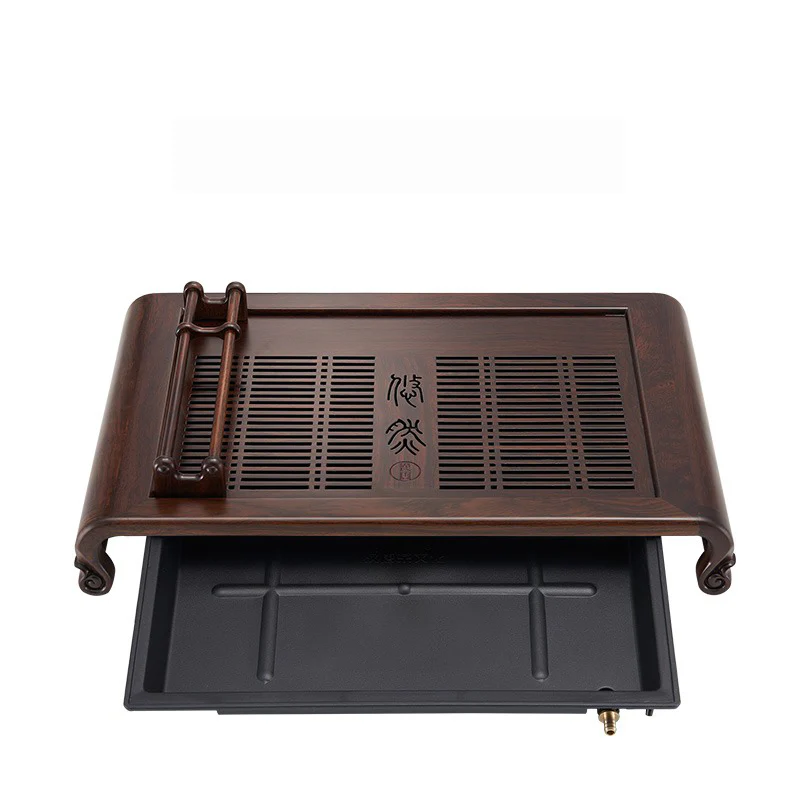 Ebony Wood Tea Tray With Cup Holder - Image 3