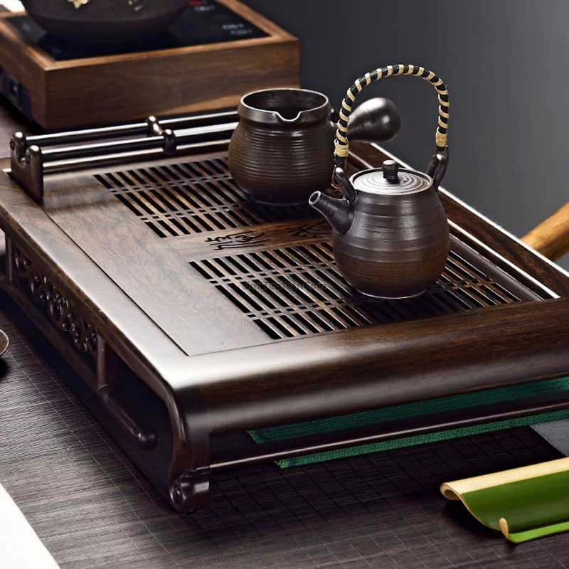 Ebony Wood Tea Tray With Cup Holder - Image 5