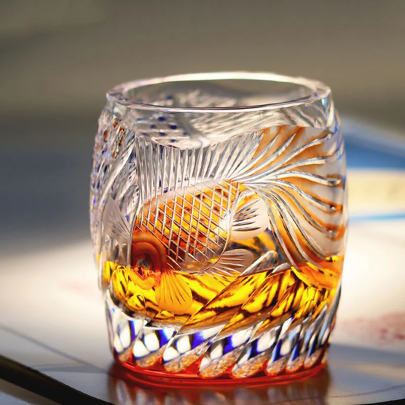 Edo Kiriko Handcrafted Koi Whisky Glass Tea Cup - Image 2