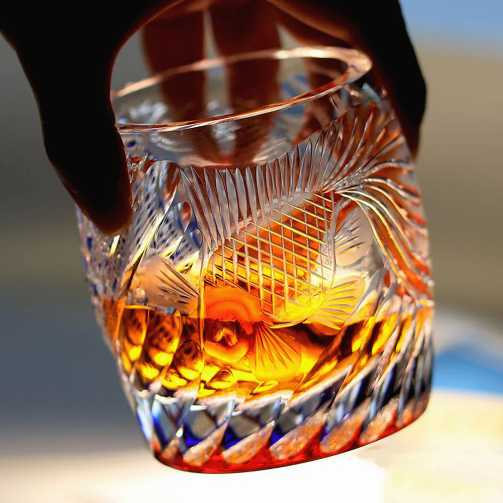 Edo Kiriko Handcrafted Koi Whisky Glass Tea Cup - Image 3