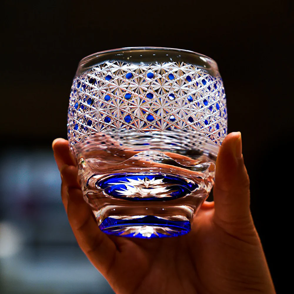 Edo Kiriko Handcrafted Starry Sky Whisky Glass Tea Cup - Image 3