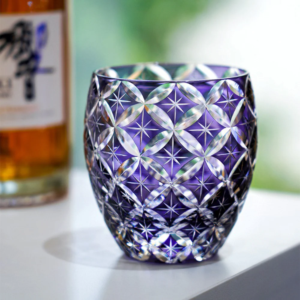 Edo Kiriko Sapphire Shippo Whisky Glass Tea Cup - Image 2
