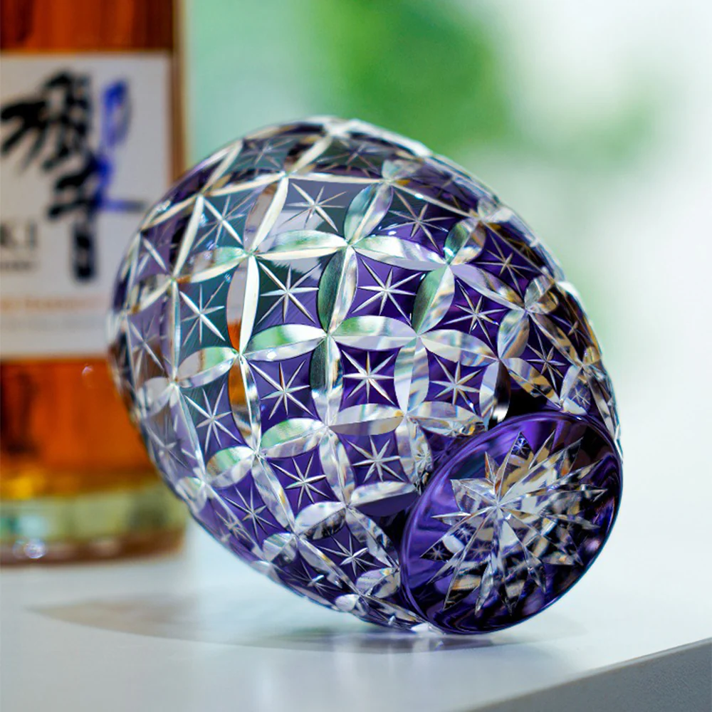 Edo Kiriko Sapphire Shippo Whisky Glass Tea Cup - Image 3