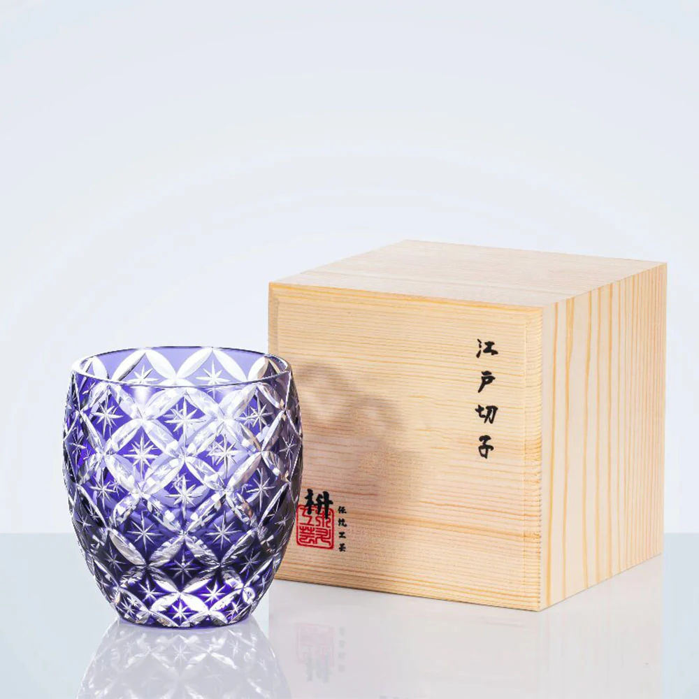 Edo Kiriko Sapphire Shippo Whisky Glass Tea Cup - Image 6