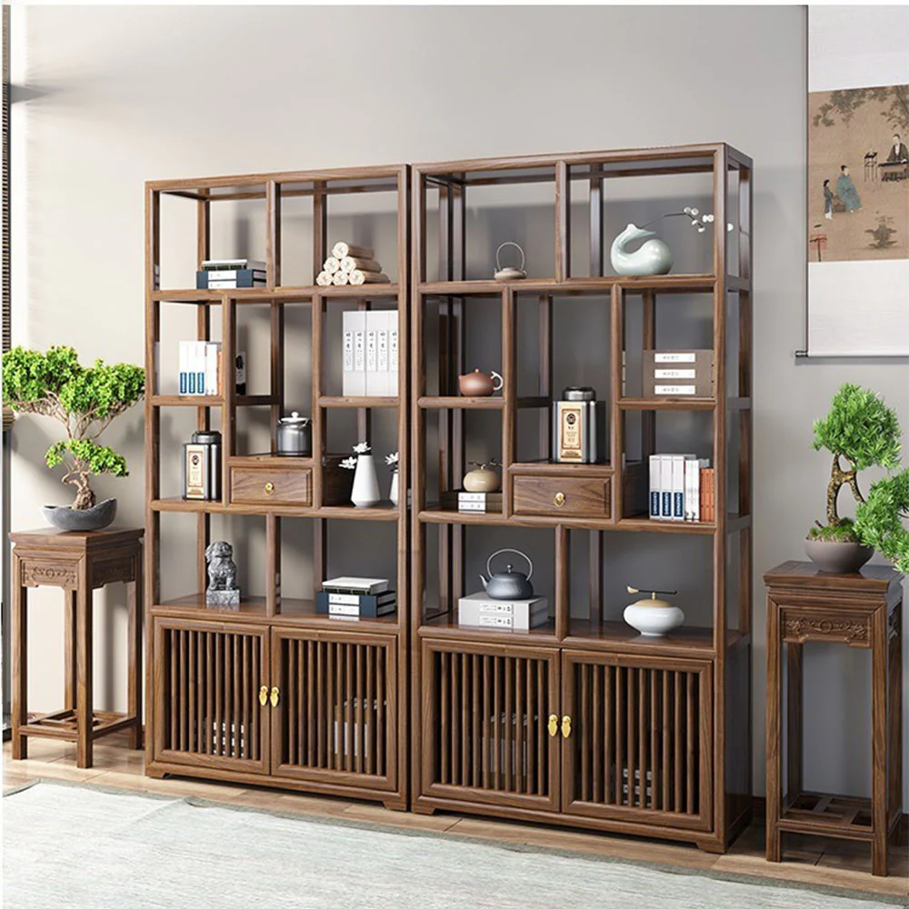 Elm Wood Curio Display Cabinet Shelf - Image 3