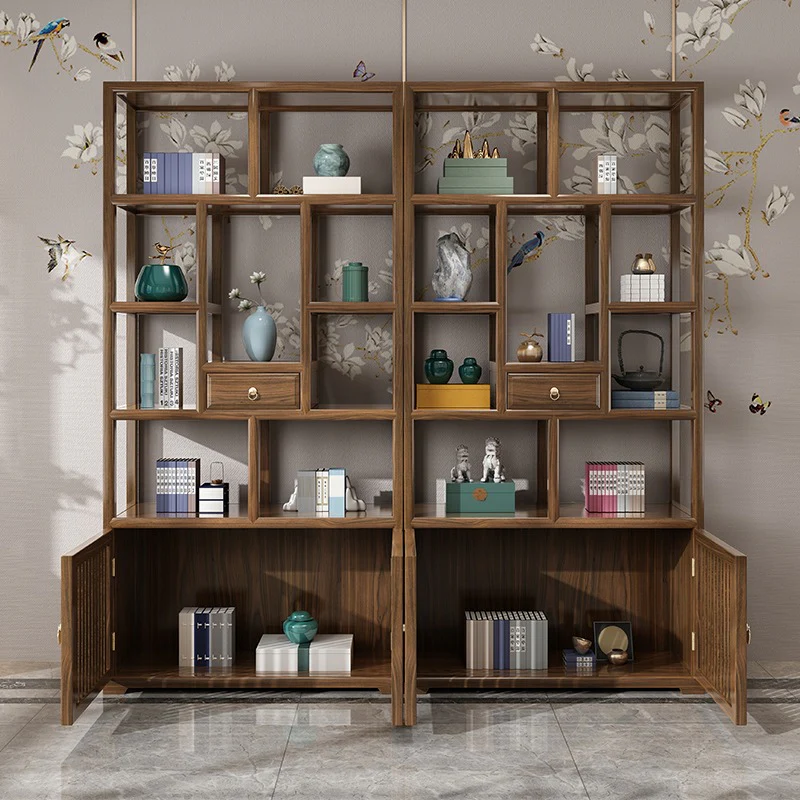 Elm Wood Curio Display Cabinet Shelf - Image 4