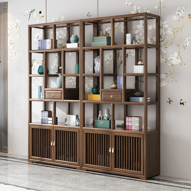 Elm Wood Curio Display Cabinet Shelf - Image 5