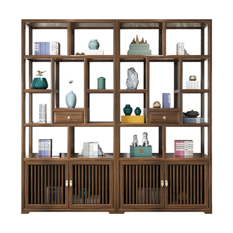 Elm Wood Curio Display Cabinet Shelf - Image 6